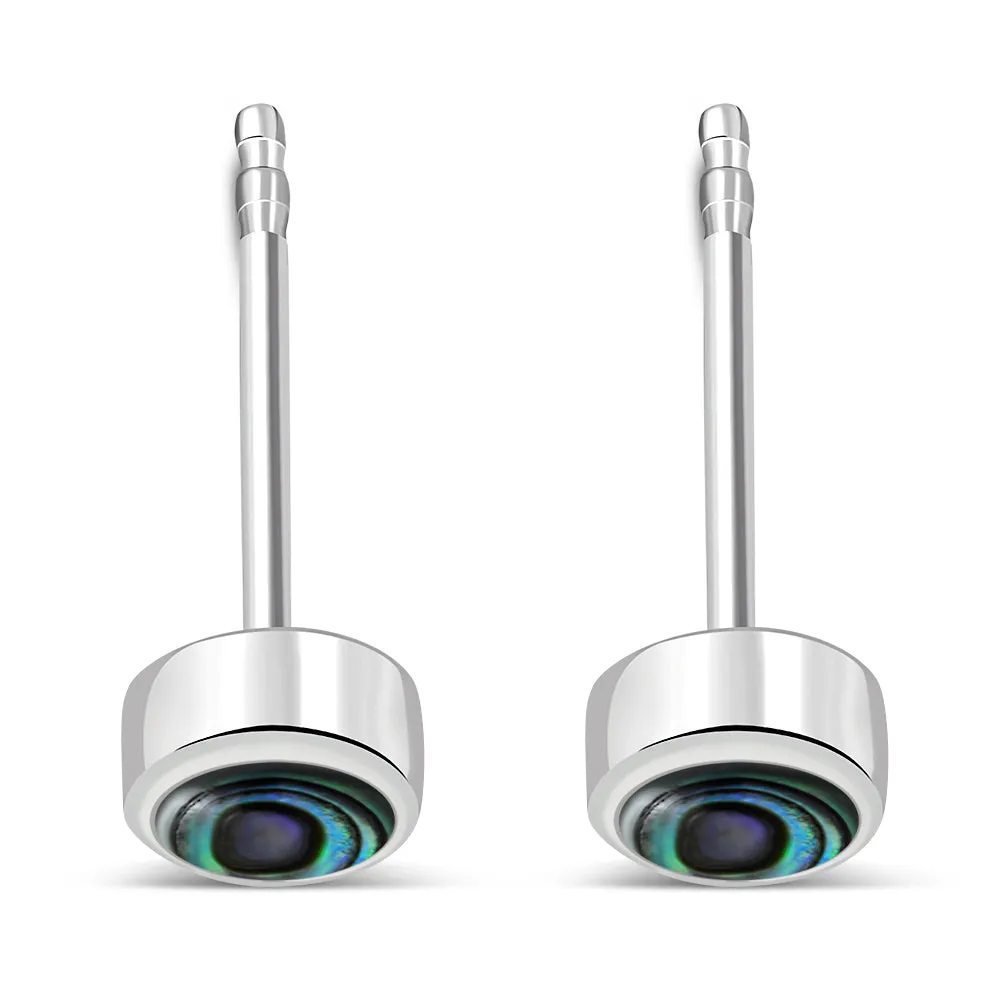 4.10mm | Abalone Shell Sterling Silver Stud Earrings