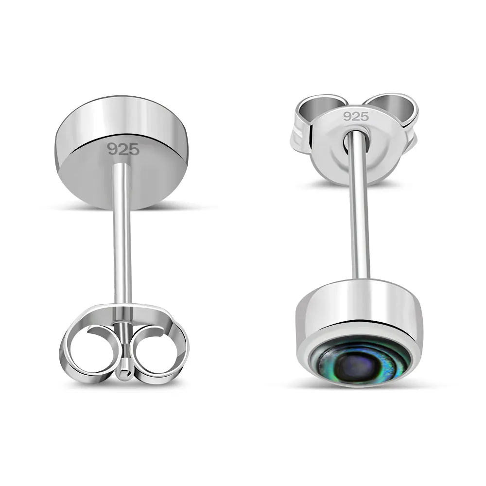 4.10mm | Abalone Shell Sterling Silver Stud Earrings