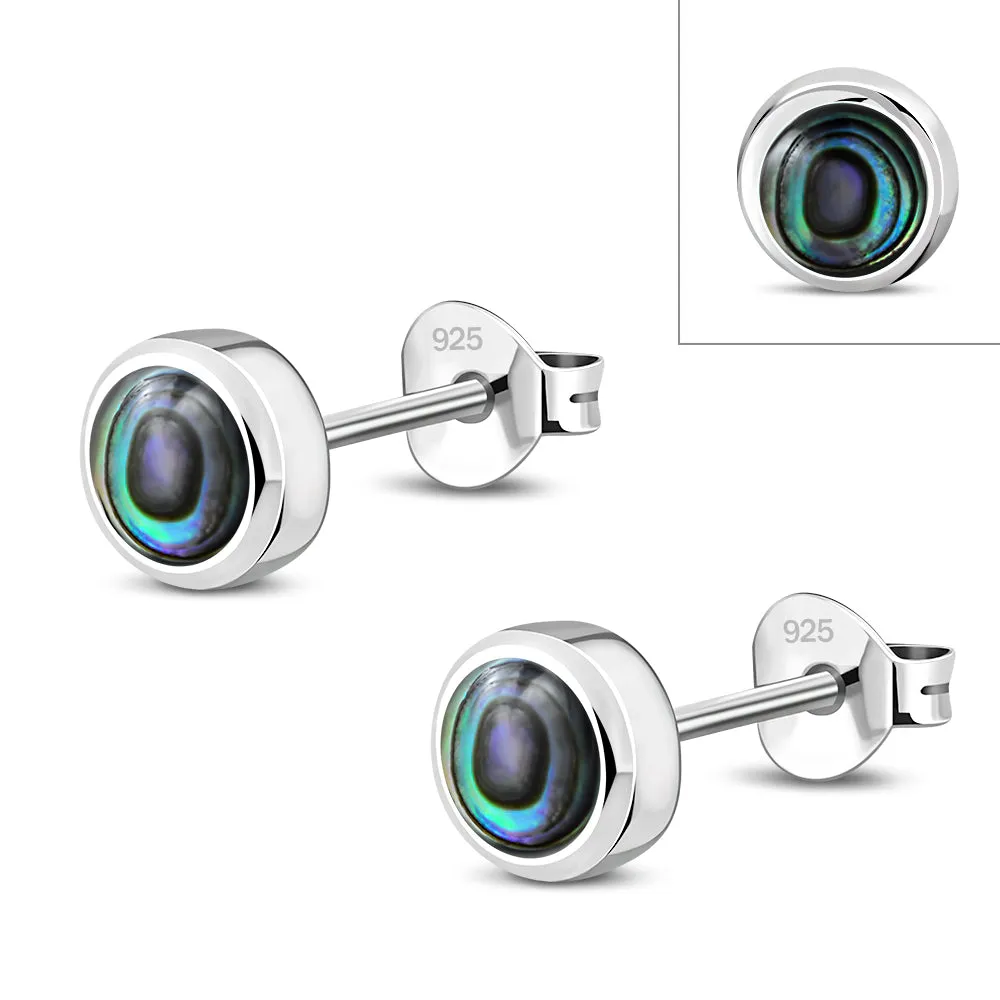 4.10mm | Abalone Shell Sterling Silver Stud Earrings