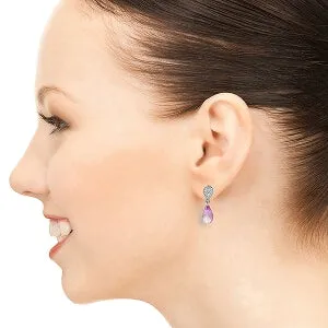 4.53 Carat 14K Solid White Gold I Ask For Love Pink Topaz Diamond Earrings