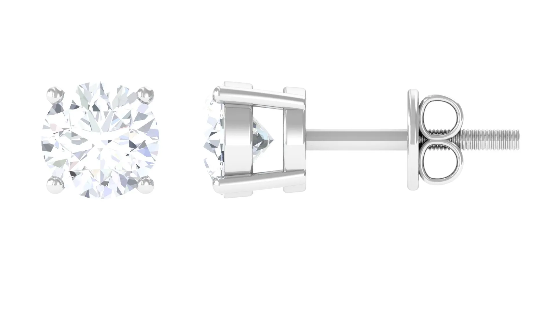 5 MM Round Moissanite Solitaire Screw Back Stud Earring