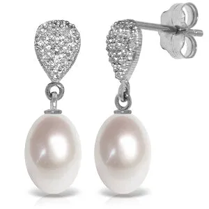 8.03 Carat 14K Solid White Gold Whirling And Whirling Pearl Diamond Earrings