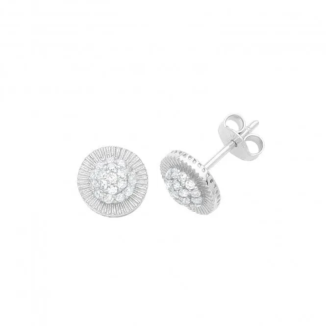 9ct White Gold Round Zirconia Stud Earrings ES564W