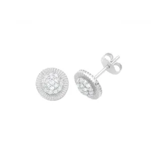 9ct White Gold Round Zirconia Stud Earrings ES564W