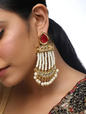 Alloy Large Dangle Earrings in Gold