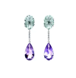 Amethyst White Diamond Earrings