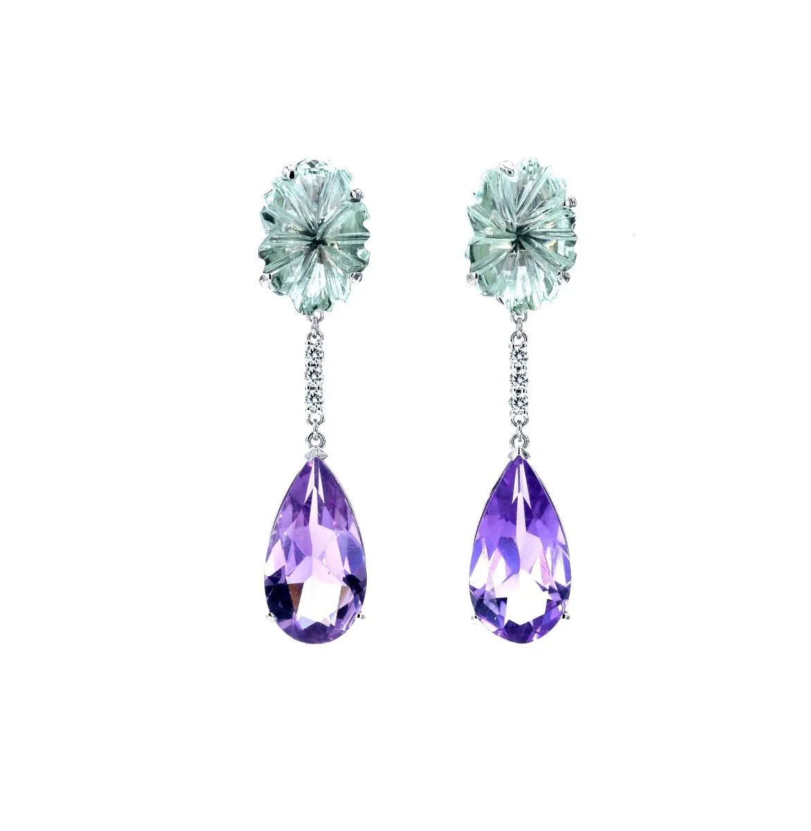 Amethyst White Diamond Earrings