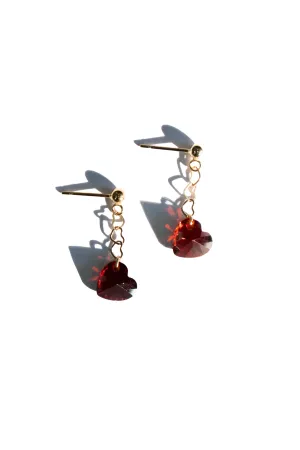 Aria — Red heart zircon earrings