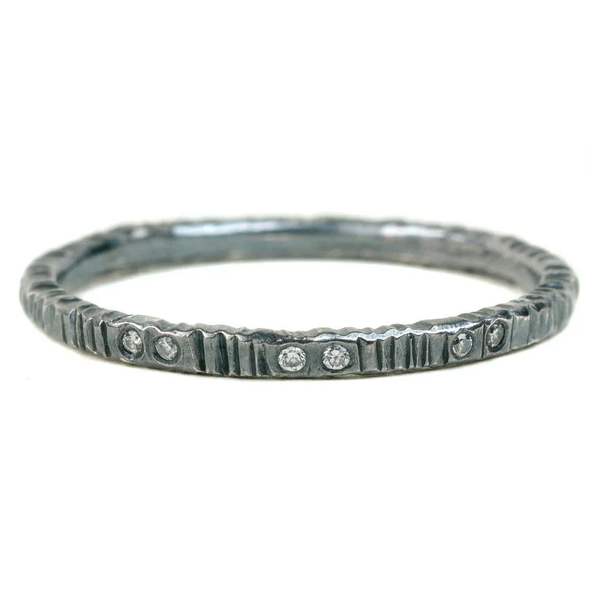 Aspen Stackers  - Oxidized Silver   Reclaimed Diamonds