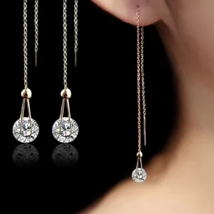 Austrian Zircon Long Chain Earrings