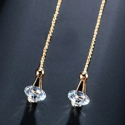 Austrian Zircon Long Chain Earrings