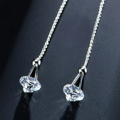 Austrian Zircon Long Chain Earrings