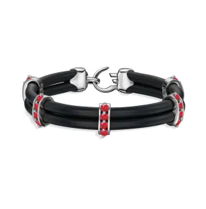 B452 Silver with Ruby Columns on Black Rubber