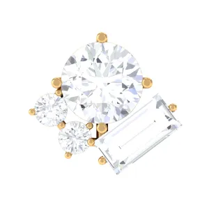 Baguette Moissanite Cluster Tragus Earring in Gold