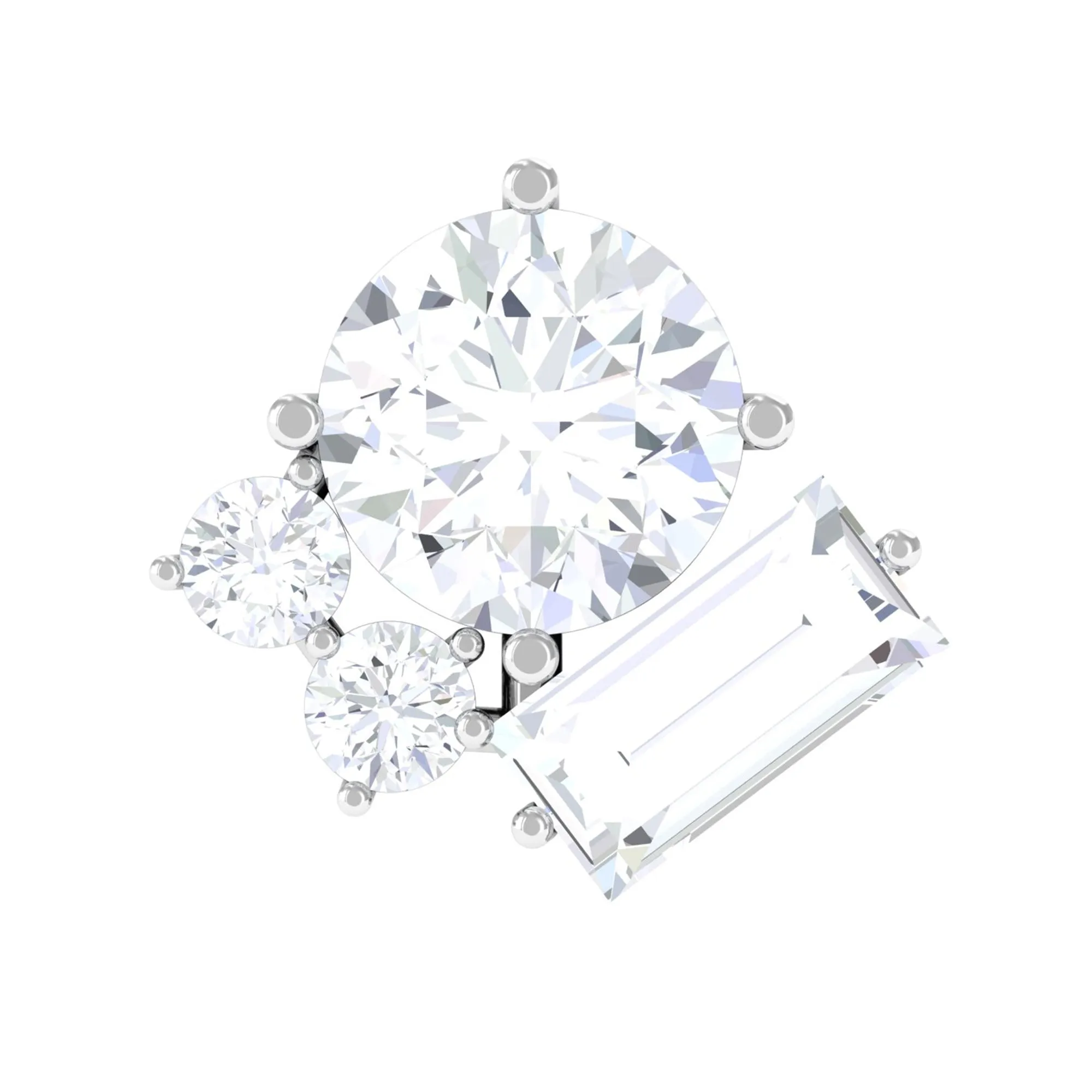 Baguette Moissanite Cluster Tragus Earring in Gold