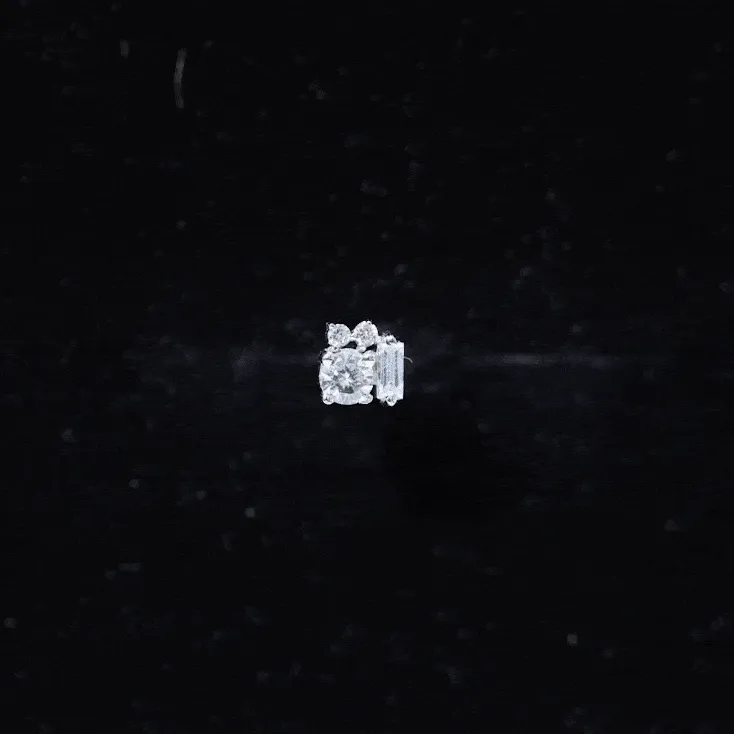Baguette Moissanite Cluster Tragus Earring in Gold