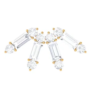 Baguette Moissanite Curved Cartilage Earring