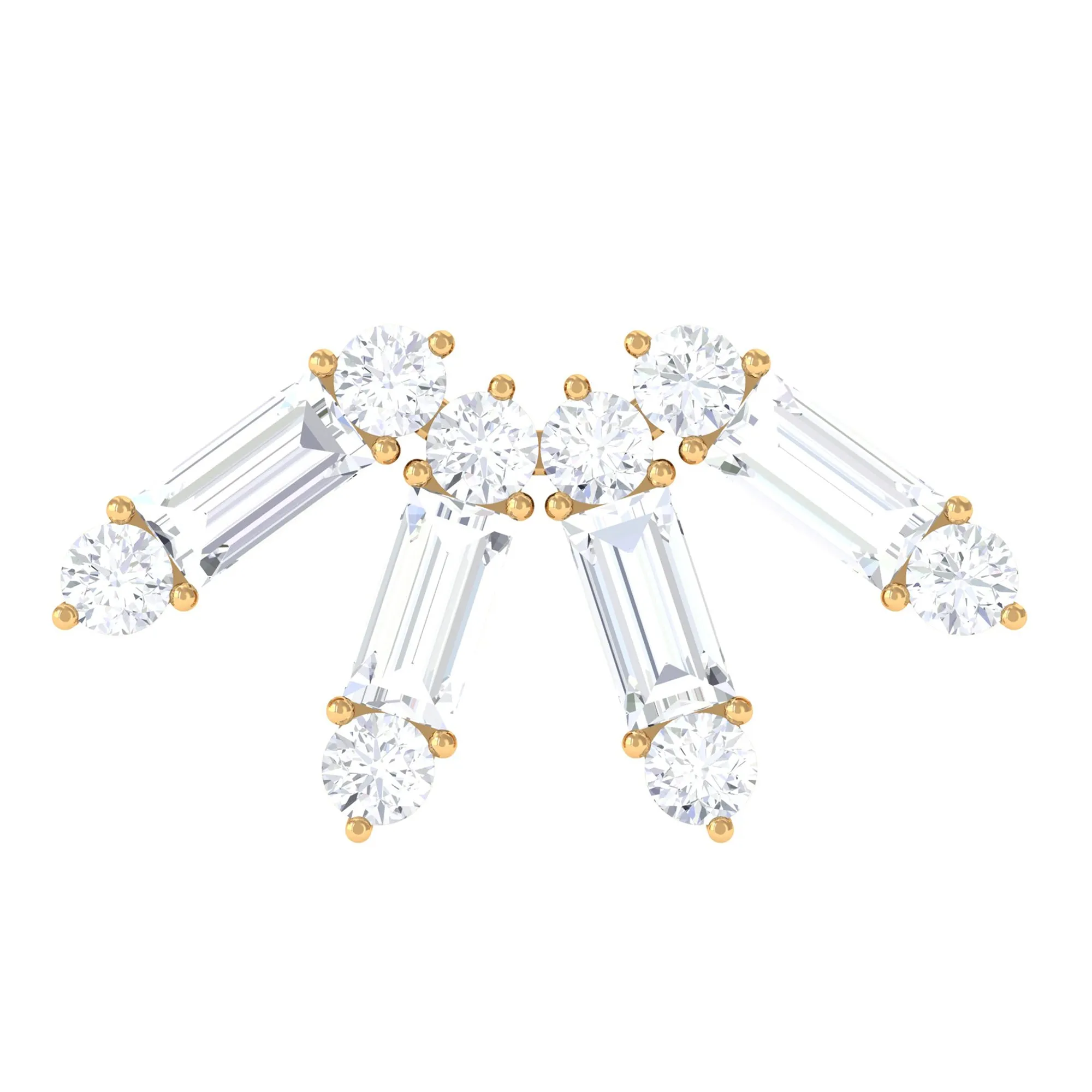 Baguette Moissanite Curved Cartilage Earring