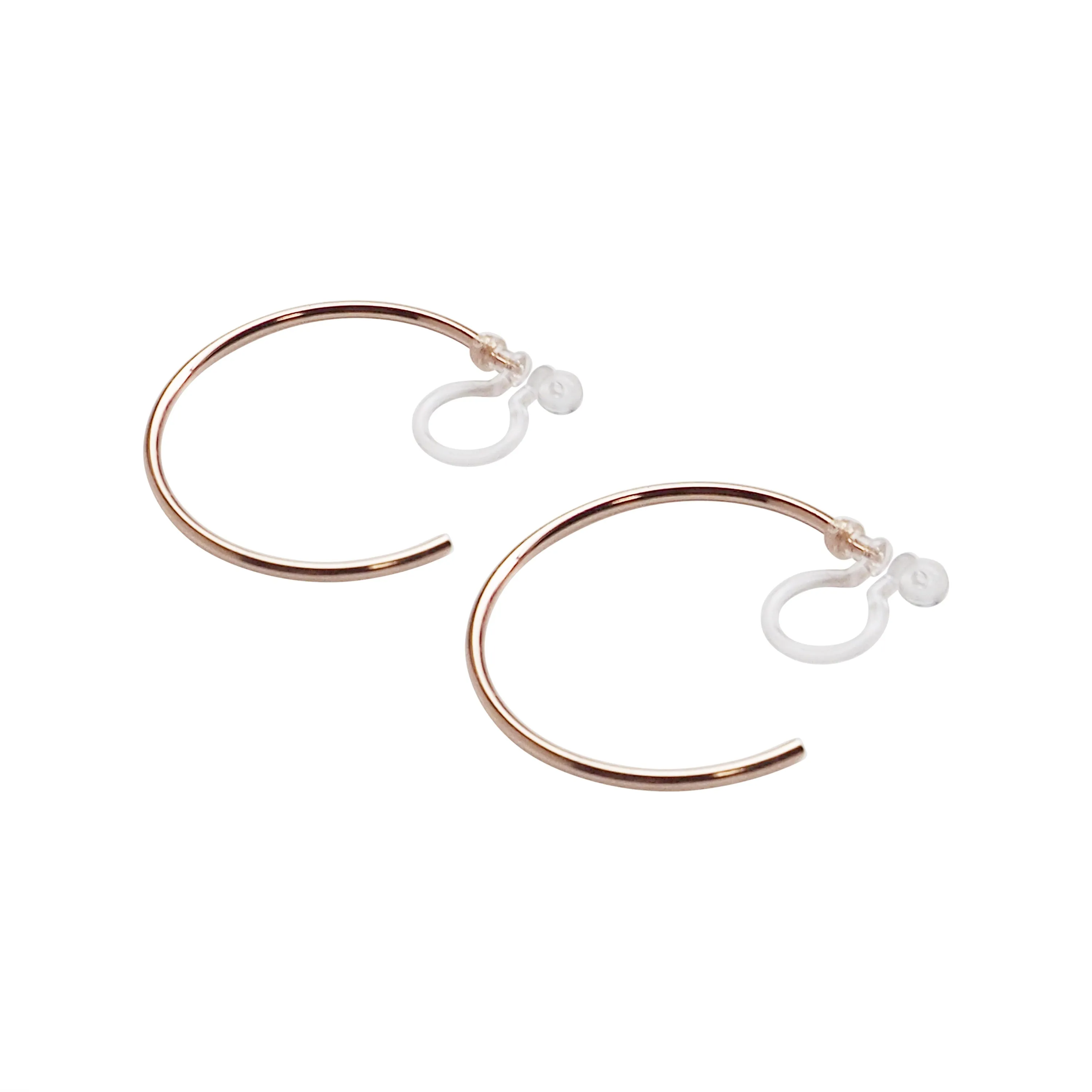 Big Invisible Clip On Hoop Earrings (Rose Gold tone)