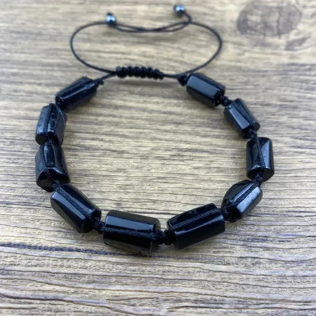 Black Tourmaline Braided Handmade Bracelet Jewelry Tourmaline Stone Inspired Bracelet