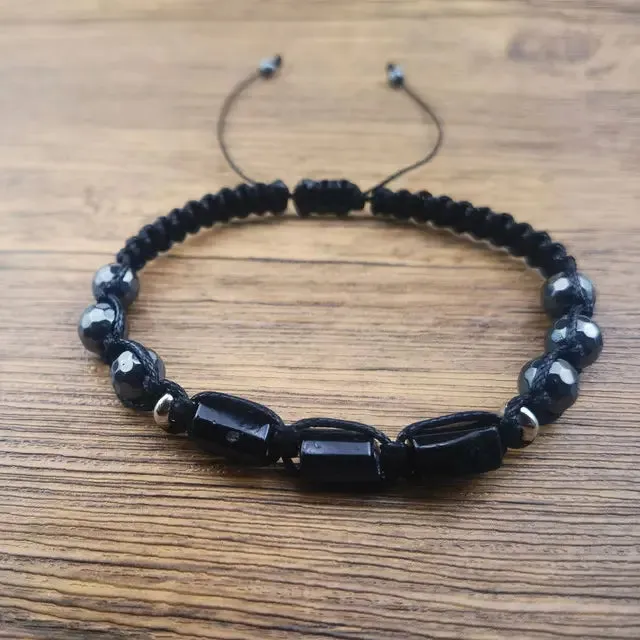 Black Tourmaline Braided Handmade Bracelet Jewelry Tourmaline Stone Inspired Bracelet