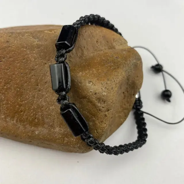 Black Tourmaline Braided Handmade Bracelet Jewelry Tourmaline Stone Inspired Bracelet