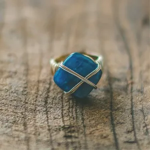 Blue Kyanite Ring: Silver or Gold Band Point Shaped