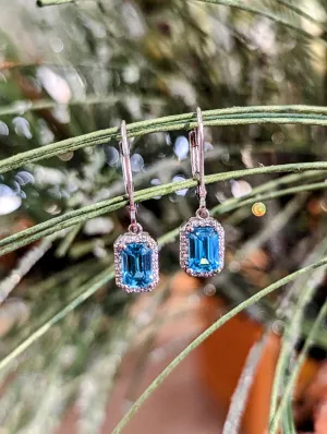 Blue Zircon Dangle Earrings