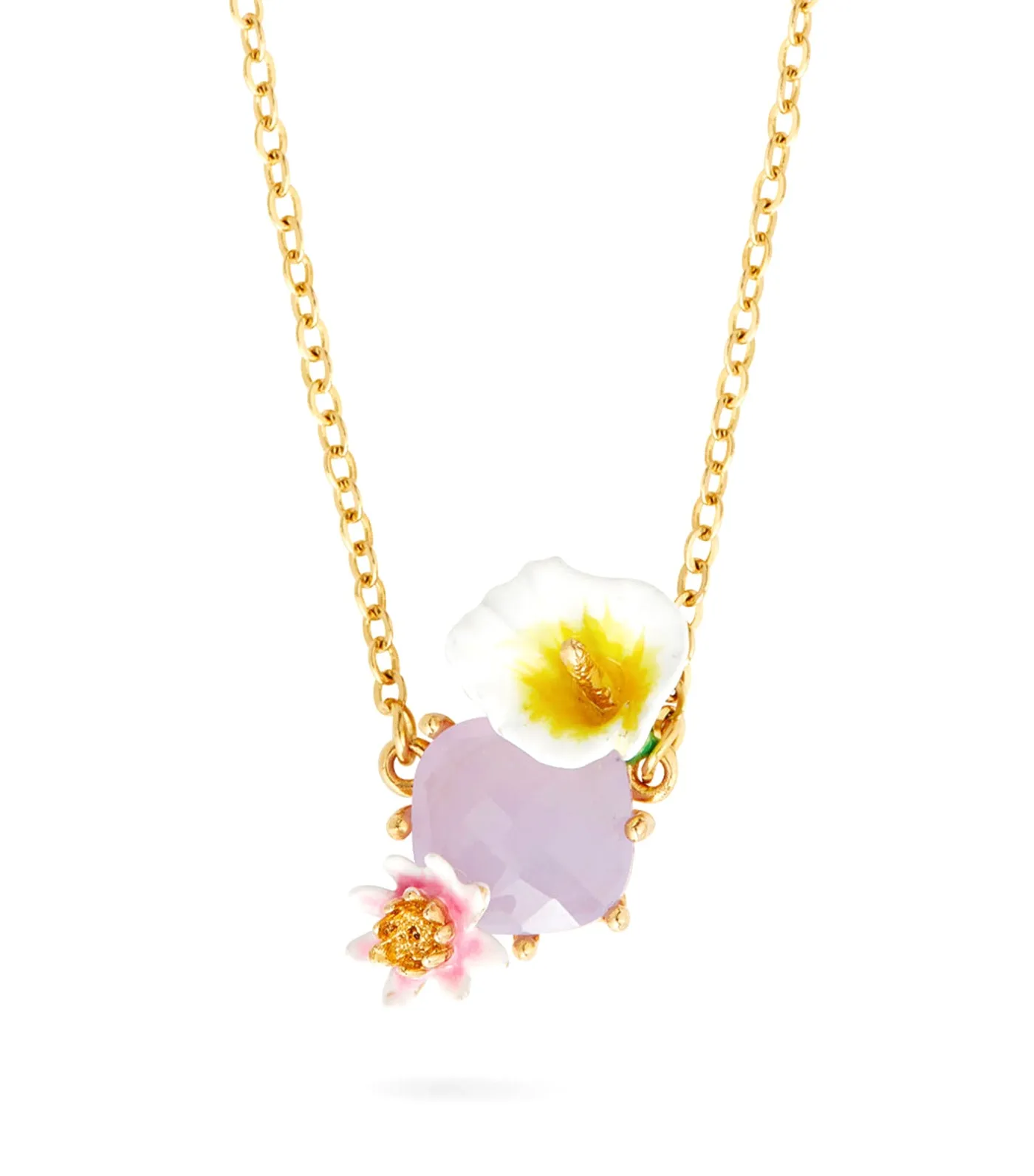 Bog Arum and Pink Stone Necklace