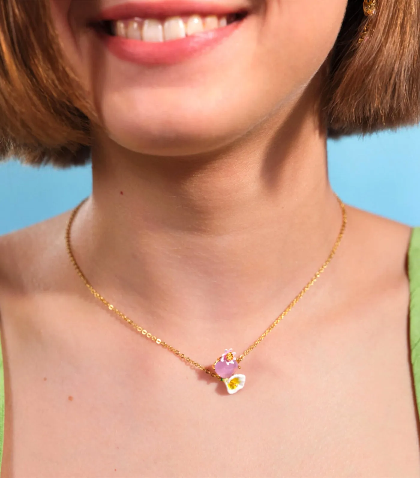 Bog Arum and Pink Stone Necklace