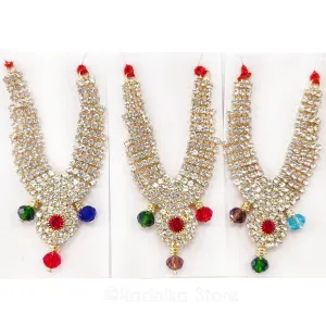 Braj Mandala- Multi Color- Diamond - Rhinestone Deity Necklace-Size- Medium