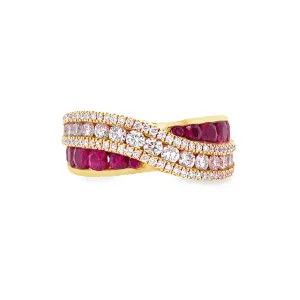 Charles Krypell Crossover Ruby and Diamond Ring