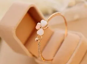 Clover cat's eye bracelet full diamond bracelet