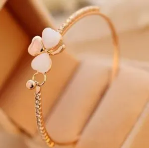 Clover cat's eye bracelet full diamond bracelet