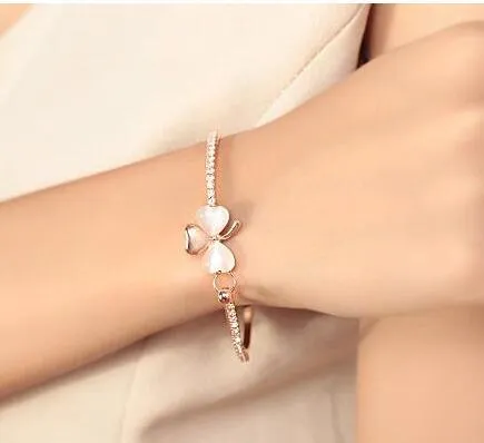 Clover cat's eye bracelet full diamond bracelet