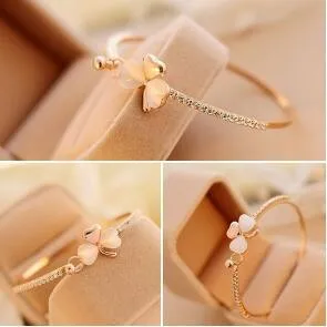 Clover cat's eye bracelet full diamond bracelet