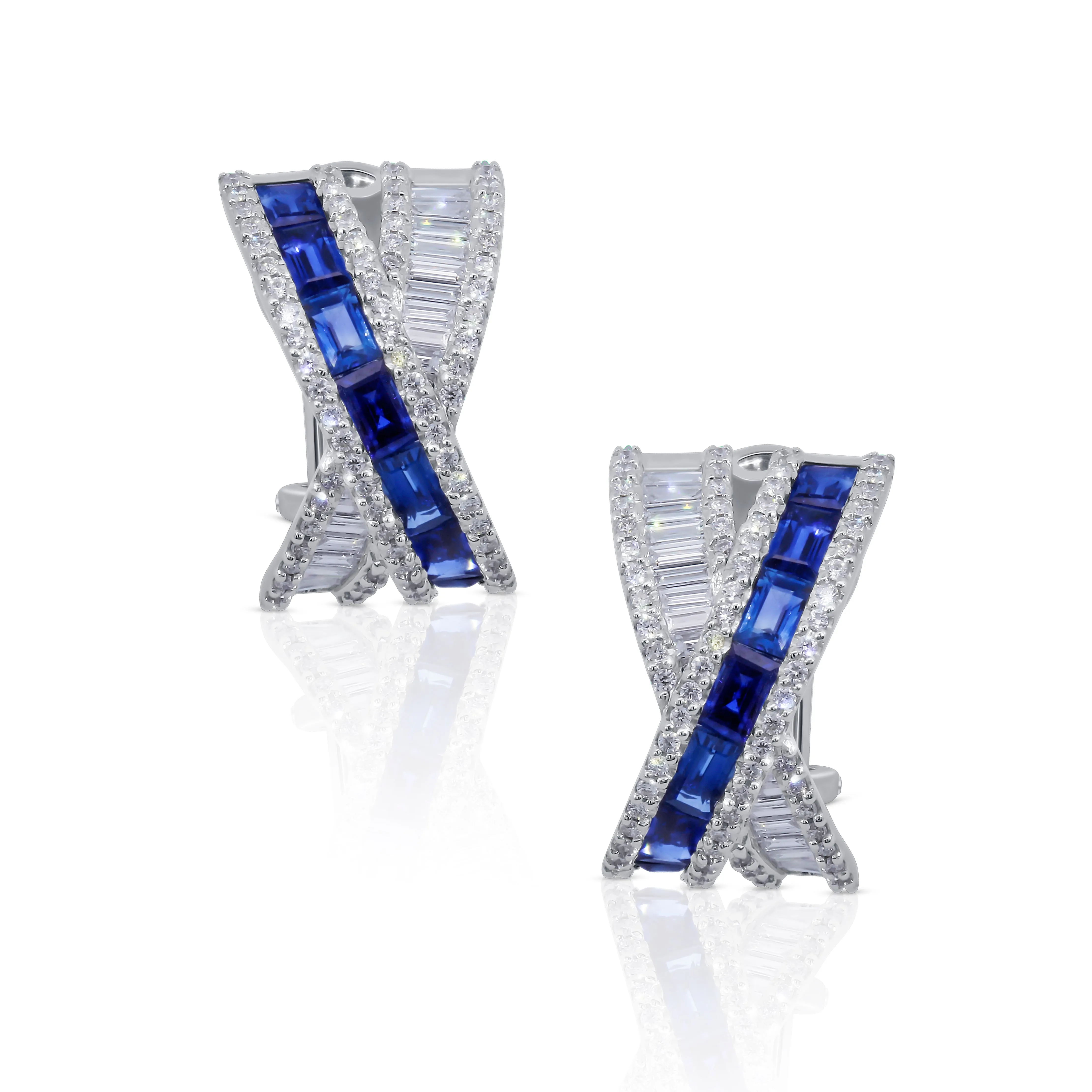 Criss-Cross Sapphire and Diamond Earrings