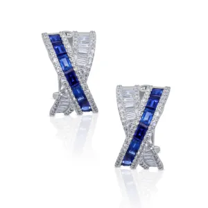 Criss-Cross Sapphire and Diamond Earrings