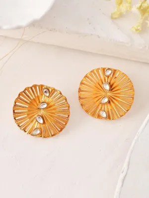 Cut Disc Gold Stud Earring
