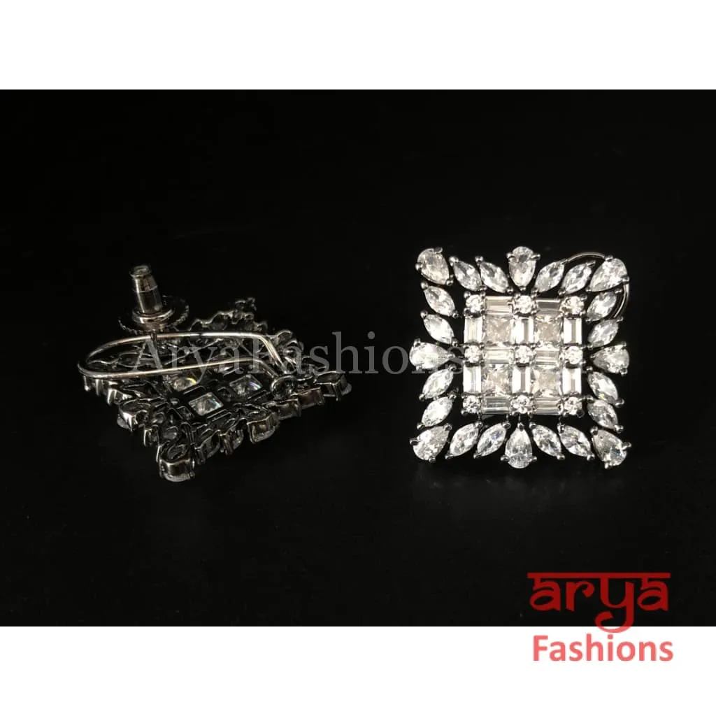 CZ Studs in Silver, Black and Rose Gold finish