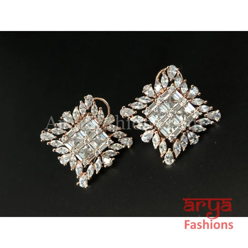 CZ Studs in Silver, Black and Rose Gold finish