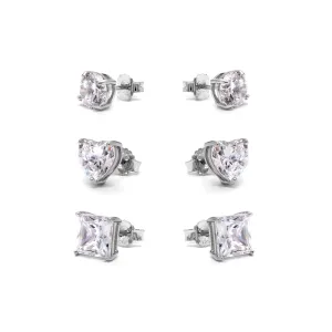 Danny Newfeld Cubic Zirconia 3 pair Stud Earring Gift Set
