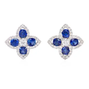 Diamond and sapphire cluster earrings (SKU E079)