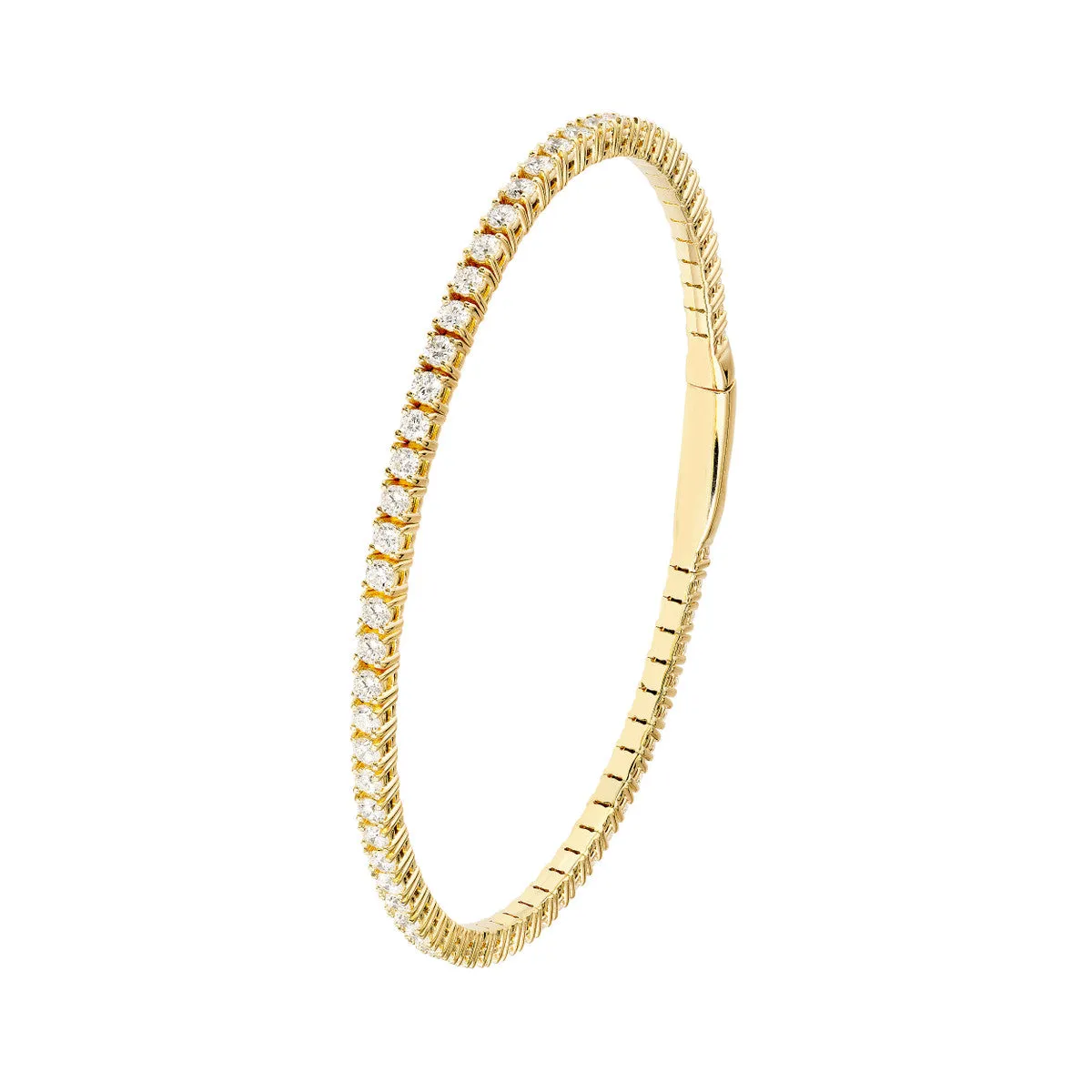 Diamond Eternity Flexi Tennis Bangle 2.2mm Diamonds 2-5/8ctw Box Lock Closure - 14K Yellow Gold 7.0 Inches - by Dazyle