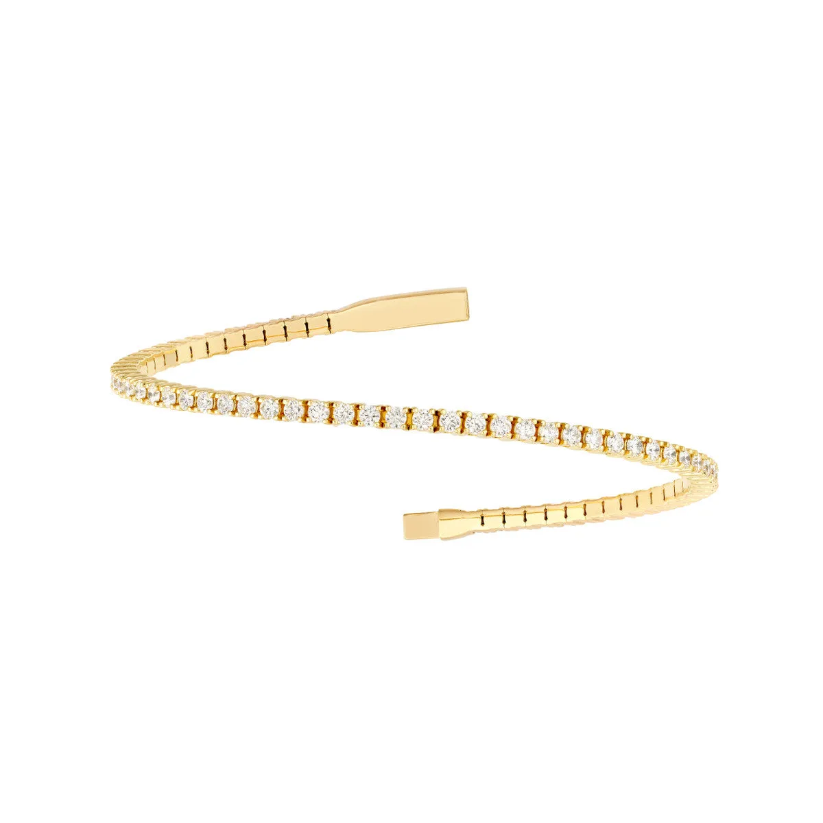 Diamond Eternity Flexi Tennis Bangle 2.2mm Diamonds 2-5/8ctw Box Lock Closure - 14K Yellow Gold 7.0 Inches - by Dazyle