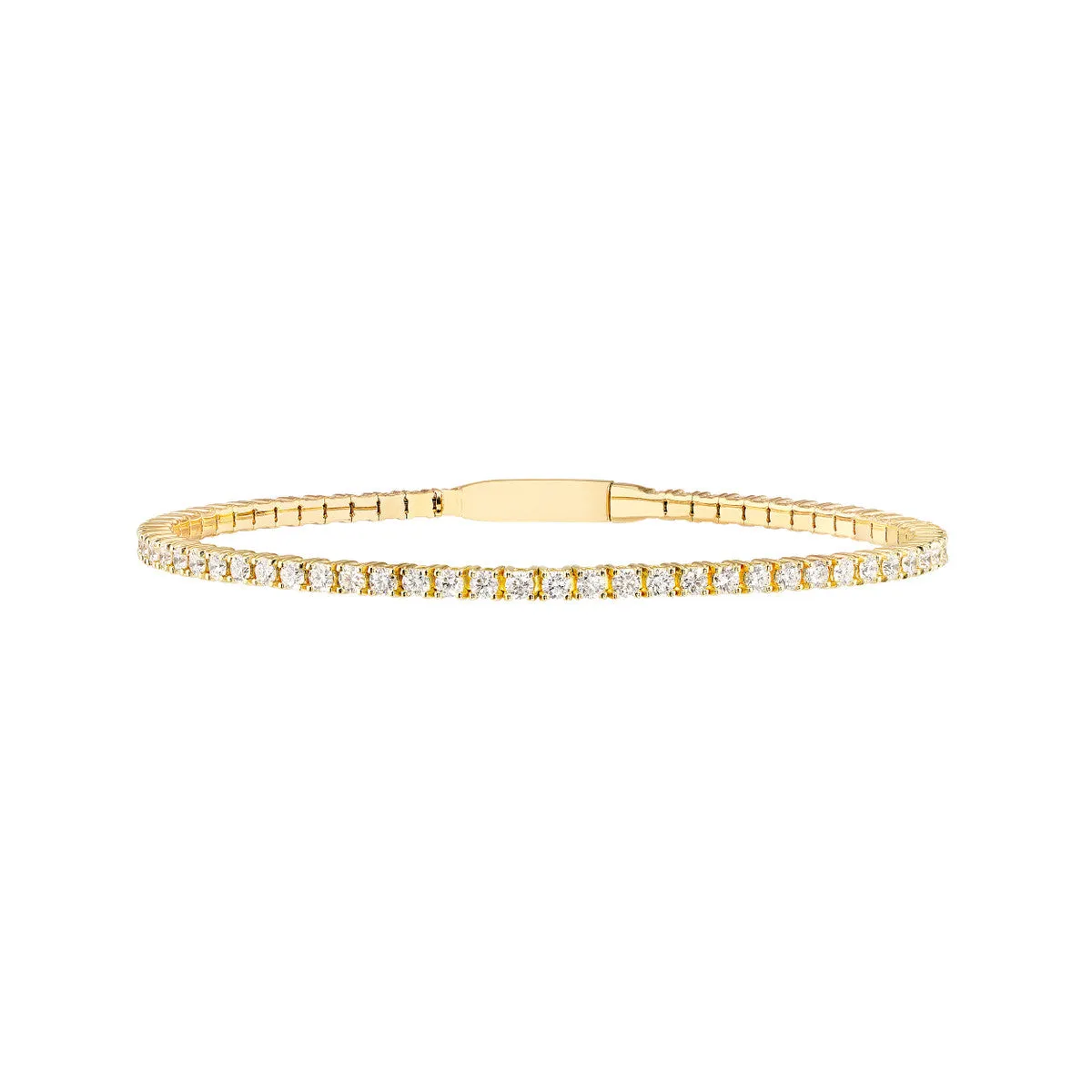Diamond Eternity Flexi Tennis Bangle 2.2mm Diamonds 2-5/8ctw Box Lock Closure - 14K Yellow Gold 7.0 Inches - by Dazyle