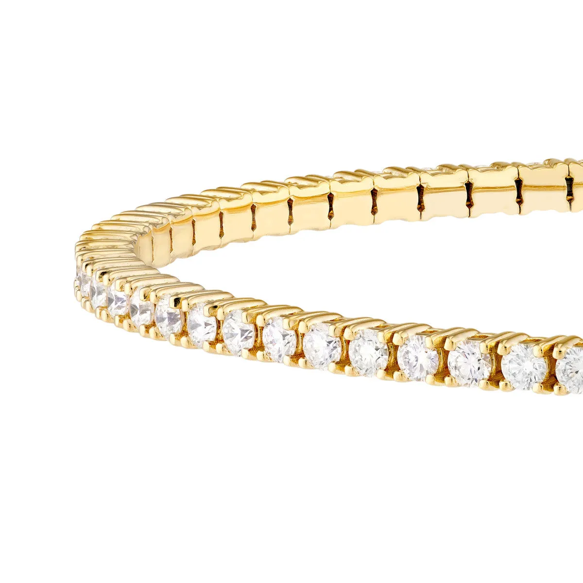 Diamond Eternity Flexi Tennis Bangle 2.2mm Diamonds 2-5/8ctw Box Lock Closure - 14K Yellow Gold 7.0 Inches - by Dazyle
