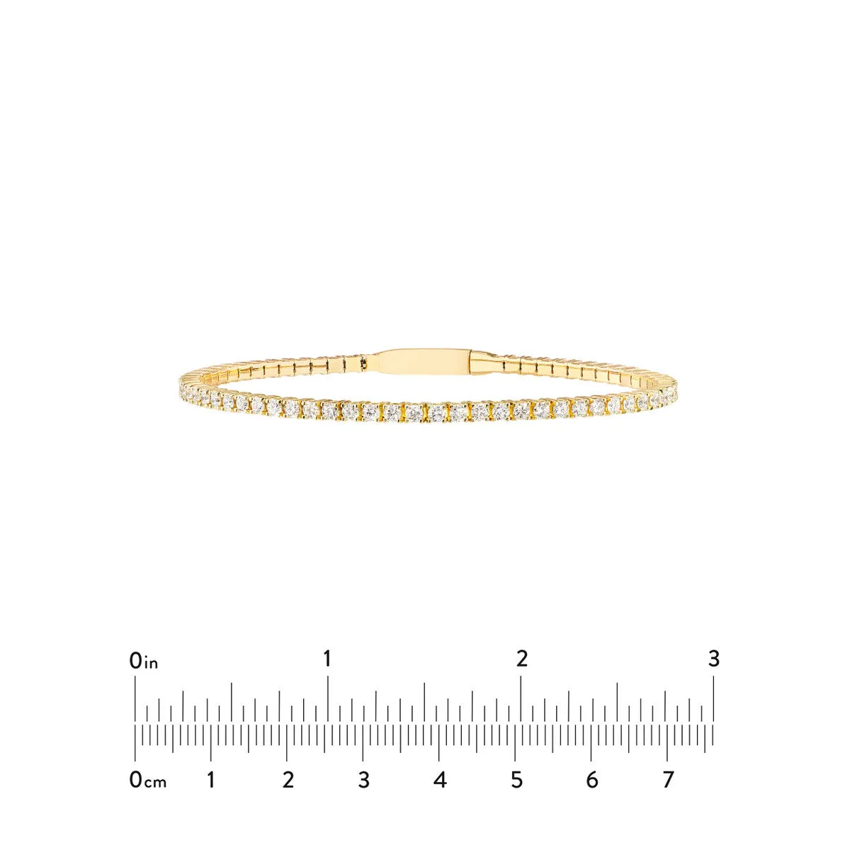 Diamond Eternity Flexi Tennis Bangle 2.2mm Diamonds 2-5/8ctw Box Lock Closure - 14K Yellow Gold 7.0 Inches - by Dazyle