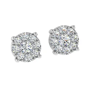 Diamond Halo Earrings White Gold