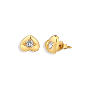 Diamond Heart Stud Earrings